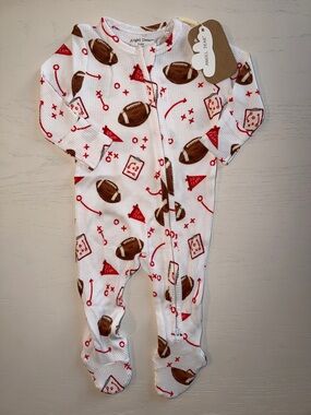 Angel Dear White Red Football Footie 3-6 months